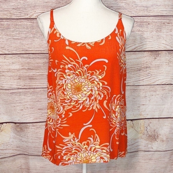 CAbi Tops - Cabi Lovely Day Mum Orange Floral Cami Tank Top Size S